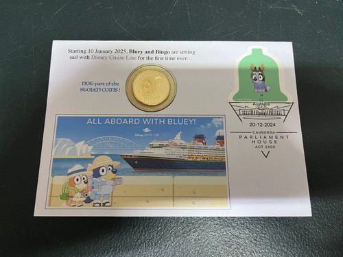 (361) Bluey & Dinsey Cruise Ship - $ 1.00 Bluey coin + 65c Xmas stamp (green) - Bild 2 von 3