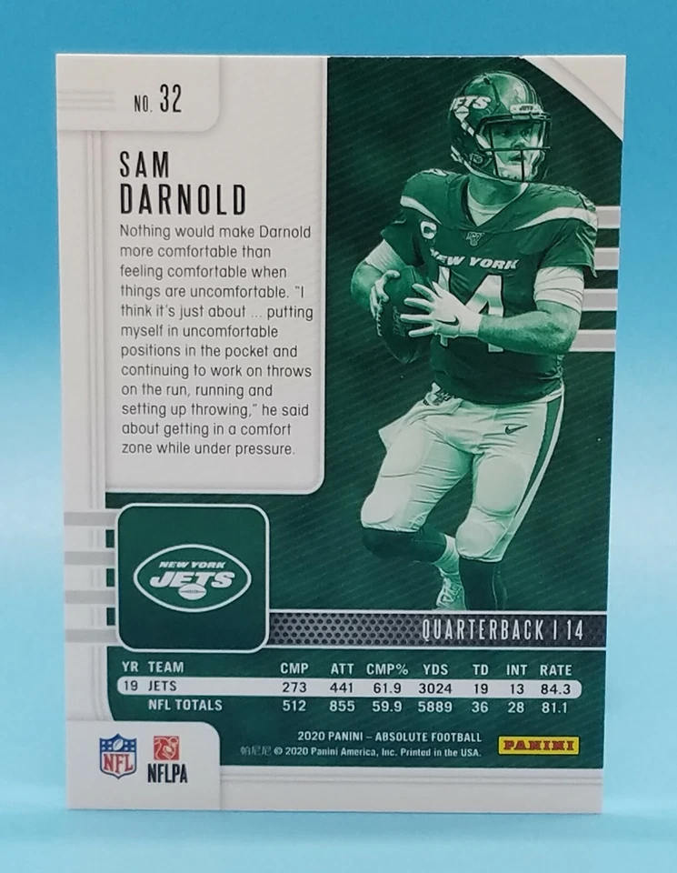 2020 Panini Absolute Sam Darnold Green Parallel #32 New York Jets 🔥🔥 - Image 2 of 2