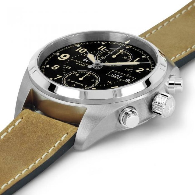 Hamilton Khaki Field Men's Black Watch with Brown Leather Band - H71616535  for sale online | eBay