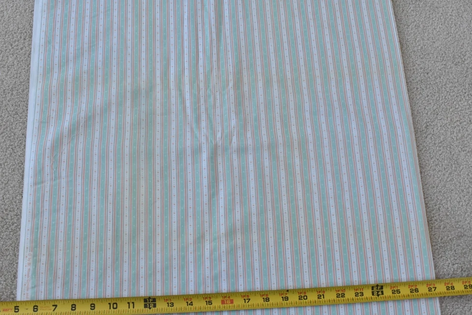 By 1/2 Yd, Vintage, Peach Mint & White Striped Cotton, Benartex, St. Nicole,V117 - Image 3 of 4