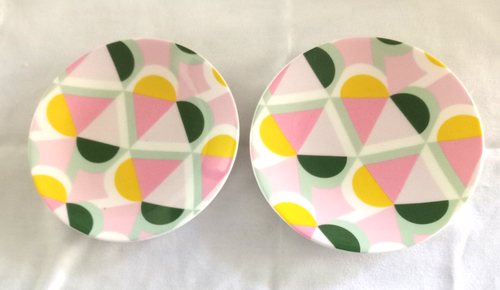 KATE SPADE NY GEO SPADE PINK Set of 2 Tidbit Plates New
