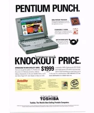 1996 TOSHIBA Satellite 100CS Portable Computer Vintage Ad 