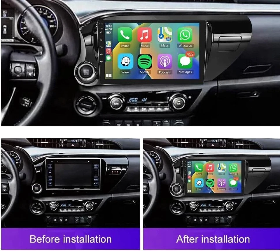 10" For Toyota Hilux 2016-2018 Android 13 CarPlay Head Unit Car Stereo Radio GPS - image 4 of 4