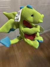 GoDog Sea foam Dragon Large Squeaky Plush Dog Toy 10  Double Chew Guard