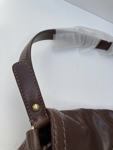Tula Leather Brown Bag shoulder Hobo Turn Lock Floral Lining New w Tags rrp 100 - Picture 11 of 24
