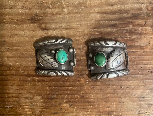 Vintage Native American Sterling Silver Turquoise Watch Tips Men's