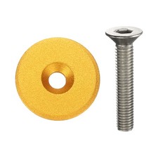 Bicycle Headset Stem Top Cap 1-1/4" OD Matte Surface with M6 Bolt, Gold