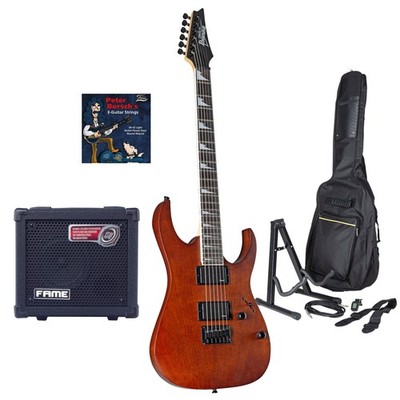 Ibanez E-Gitarren Set, GRG121DX-WNF, Walnut Flat Finish, 24 Bünde, HH