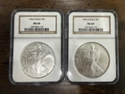 Pair of 1996 American Silver Eagle 1 oz - NGC MS 69 - Consecutive Certs Key Date