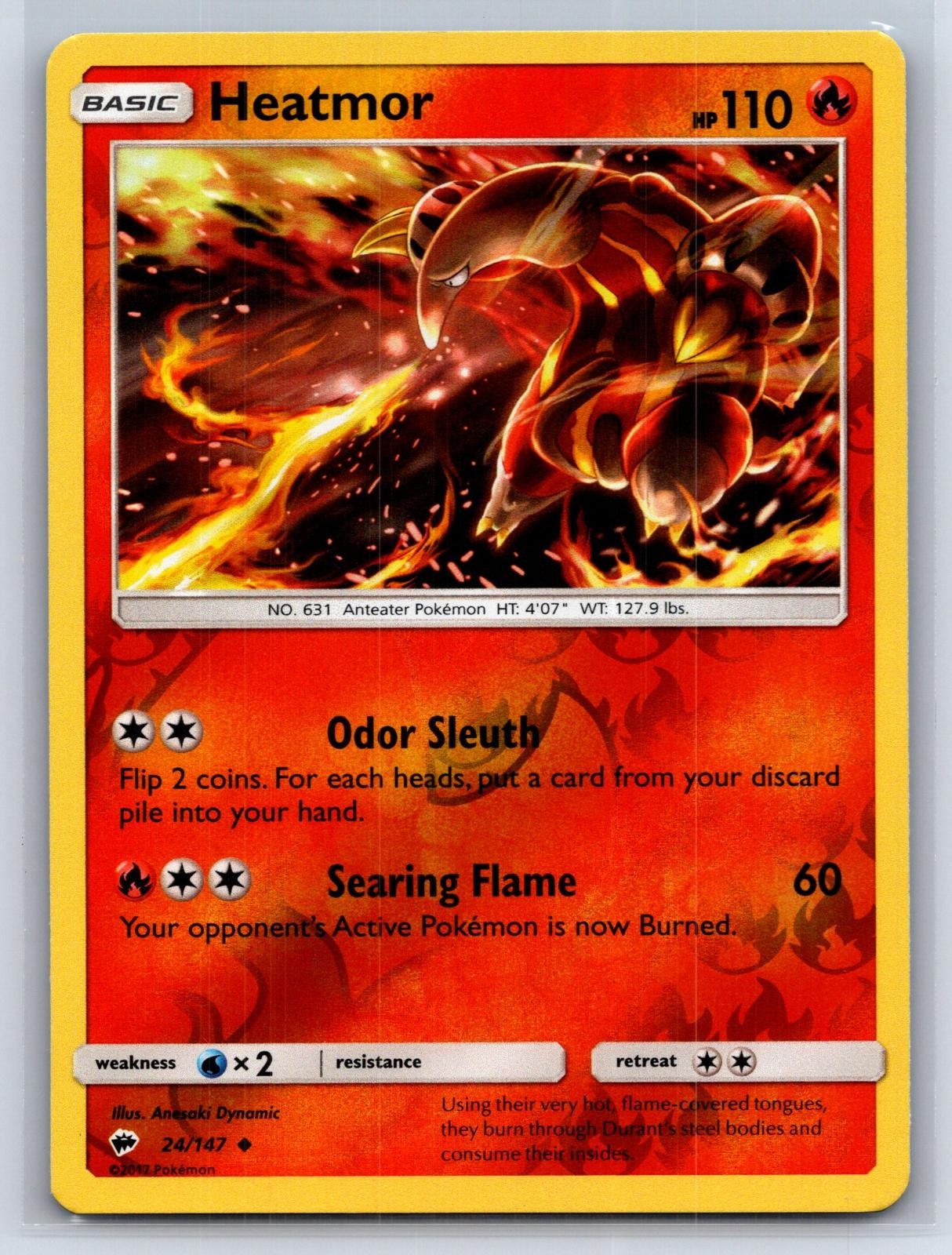 Heatmor 24/147 Uncommon Burning Shadows Pokemon Reverse Holo Lightly Played