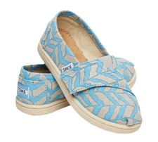 TOMS Alpargata Classic Blue Chevron Print Slip-On Shoes Girls Youth Sz 2.5