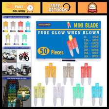 Mini Blade Automotive Glow Fuses - 50 Pack, S...