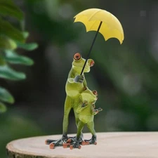 Frog Statue Resin Decorative Figurine for Indoor Outdoor Living Room Office