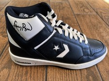 Celtics Larry Bird Signed Right Black & White Converse Weapon Shoe PSA Witnessed