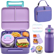 Kids Bento Box Set - Includes 8Oz Soup Thermo, Insulated Lunch Bag & 17Oz Stainl