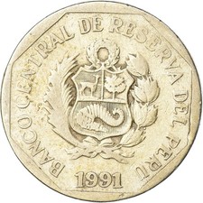 [#1033559] Coin, Peru, 50 Centimos, 1991, Lima, VF(30-35), Copper-Nickel-Zinc, K