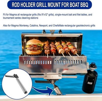 fishing rod holder grill Brocraft Adjustable Mount for Boat / Boat BBQ Mount : Sports & Outdoors this mount is engineered to work seamlessly with all Magma rectangular grills for Magma Rectangular Grills T10-355