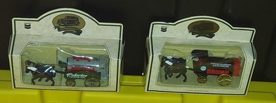 LOT (2) CHEVRON DIE CAST METAL REPLICAS: STANDARD TANK WAGON HORSE DRAWN WAGON 