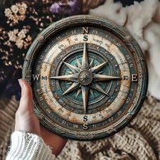 Wooden Nautical Compass Wall Decor 8in Sailor Marine Boat Home Gift Decor UK