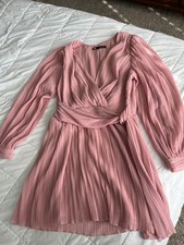 Zara Light Pink Pleated Long Sleeve Dress Excellent Condition