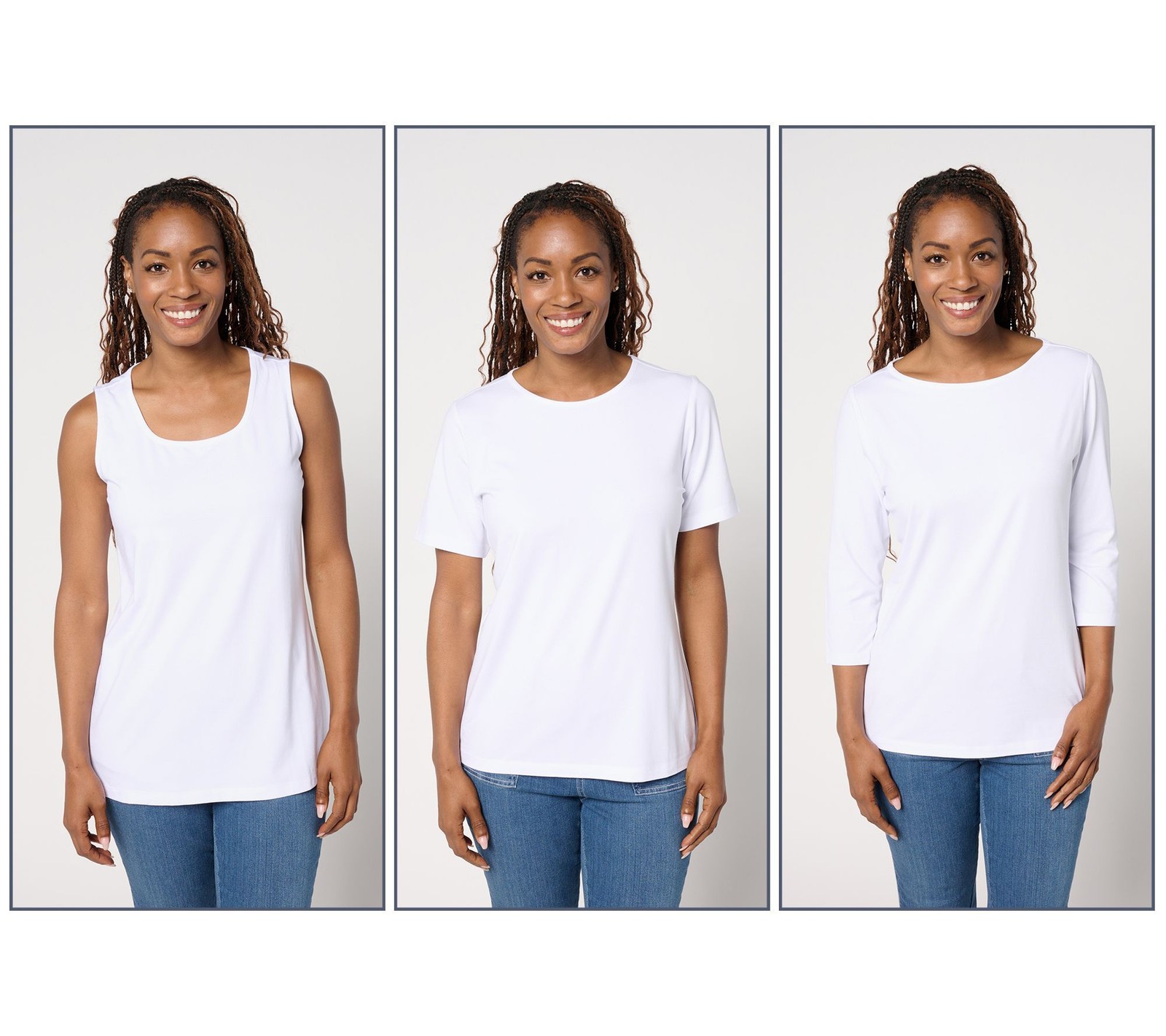 Denim & Co. Women's Top Sz S Essentials So Soft Jersey Variety Tops White