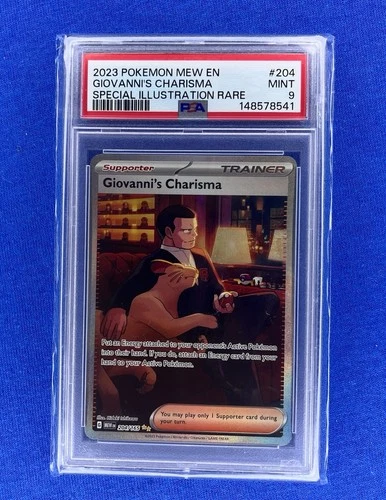 2023 POKEMON MEW EN-151 204 GIOVANNI'S CHARISMA SPECIAL ILLUSTRATION RARE PSA 9