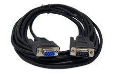 Black DB9 9 Pin Serial / RS232 Male/Female Extension Cable 15 Ft 