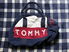 Vintage Tommy Hilfiger Duffle Bag White Blue Embroidered Logo 90s Y2K