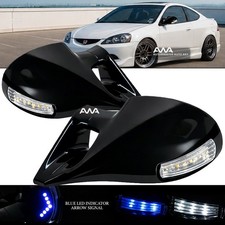For 02-06 Acura Rsx M-3 Style Gloss Black Led Manual Side Mirrors Pair