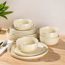 AmorArc Stoneware Dinnerware Sets for 4,Round Reactive Glaze Ceramic Plates and 