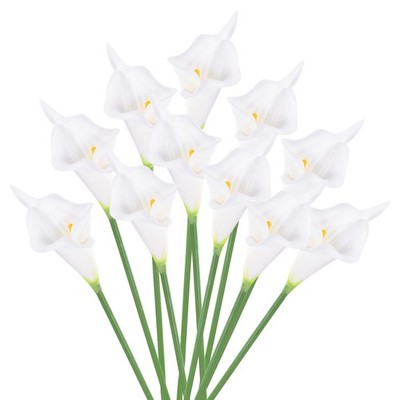 10Pcs 13'' Artificial Calla Lily Flowers Floral Bouquet Decor, White