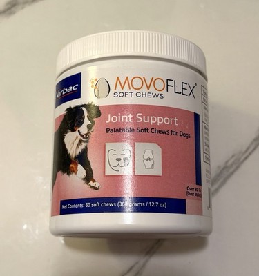 MovoFlex Dog Hip Joint Support Palatable Soft Chews 60 Count - Large Dogs 80lbs+