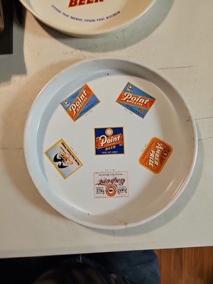 Vintage STEVENS POINT BEER Tray White Various Labels 13'' 