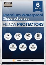 Set of 6 Pillow Protectors W/ Zipper Queen Size Bed Bug  Dust Mite Proof Pillow