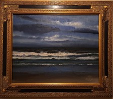 Original Ölgemälde Oil Painting Meer Wellen  Wolken Licht Impressionismus Rahmen