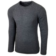 Baxboy Strickpullover Herren Two Tone Rundhals Pullover Grobstrick B-8056