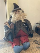 Vintage Primitive Country Store Sitting Santa Clay Face 13"