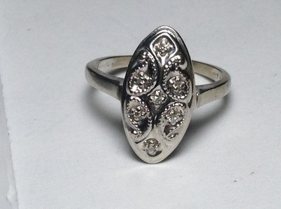 VINTAGE STARDUST MASSIVER 10K WEISSGOLD DIAMANT RING 2,7 GRAMM GRÖSSE 5