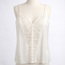 Vintage Lace Fairy Satin Sheer Cami Tank White Size S Coquette Festival Romantic
