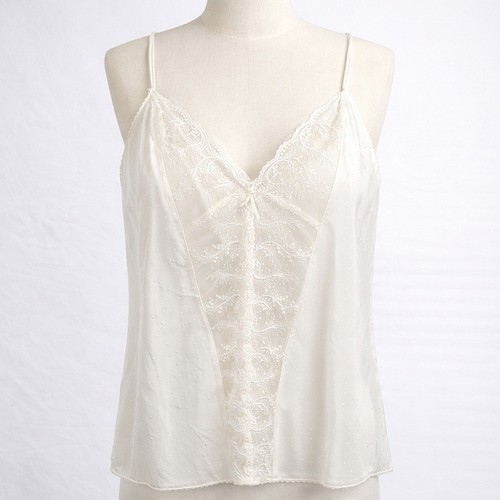 Vintage Lace Fairy Satin Sheer Cami Tank White Size S Coquette Festival Romantic - Picture 1 of 9