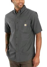 New Carhartt Mens Rugged Flex Relaxed Fit Midweight Canvas Short-Sleeve Shirt S