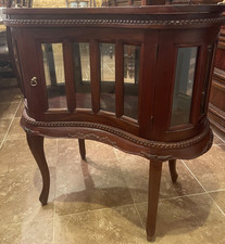 Cherry Cabinet Display Chocolate Side Table Kidney Tray Top Removes Vintage