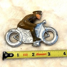 Barclay Manoil Cast Metal Soldier Courier Motorcycle 3.5" long Hollow Lead WWII
