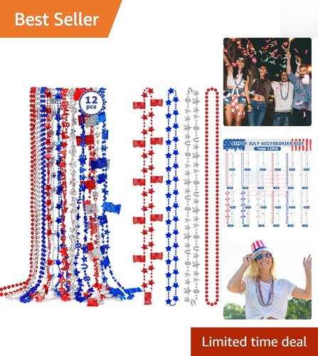 Festive 12PCS Independence Day Bead Necklaces – Perfect for Parades & Parties