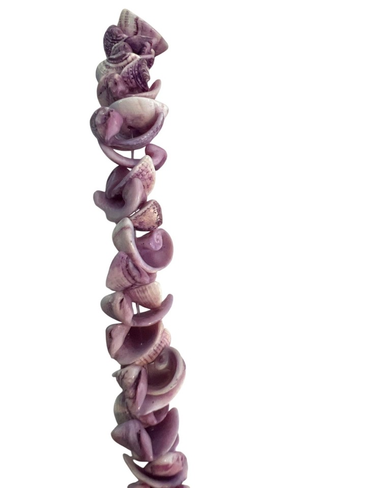 Vintage Chipped Shell Necklace Dyed Purple Surfer Vacation Screw Barrel ...