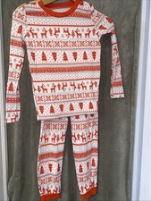 Jammies for Your Families Child Size 10 Red White Ski /holiday/nordic Print