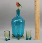 Antique STEUBEN Carder Celeste Blue Amber Glass Liquor PEAR Decanter & Cordials