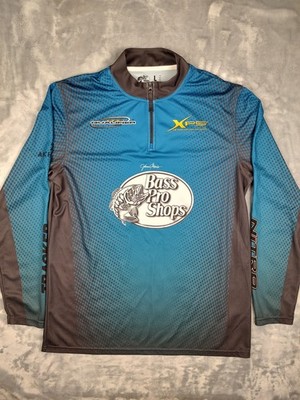 Bass Pro Shops Pullover Mens Large Blue 1/4 Zip Fishing Jersey XPS Johnny Morris