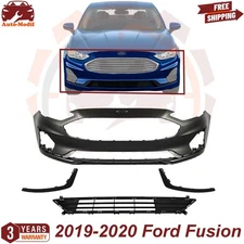 Front Bumper Cover Primed & Lower Grille Kit For 2019-2020 Ford Fusion