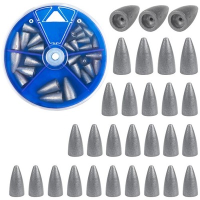 Bullet Fishing Sinkers Weights Slip Sinkers Kit-29pcs Fishing Worm Weights As...